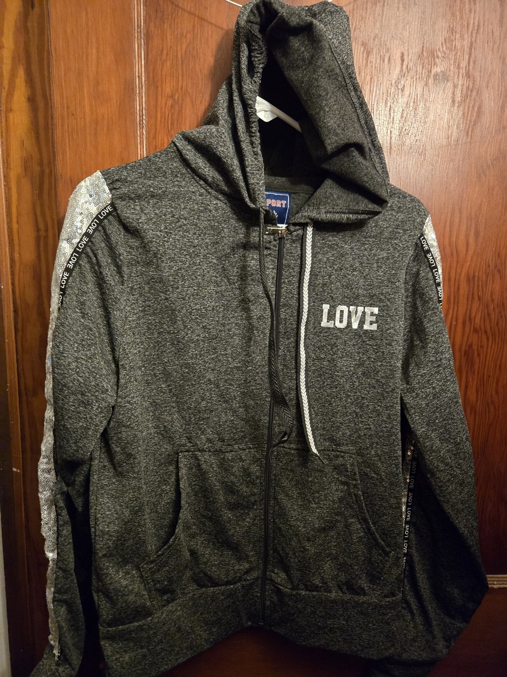 Dark Gray "LOVE" Zip-Up Hoodie